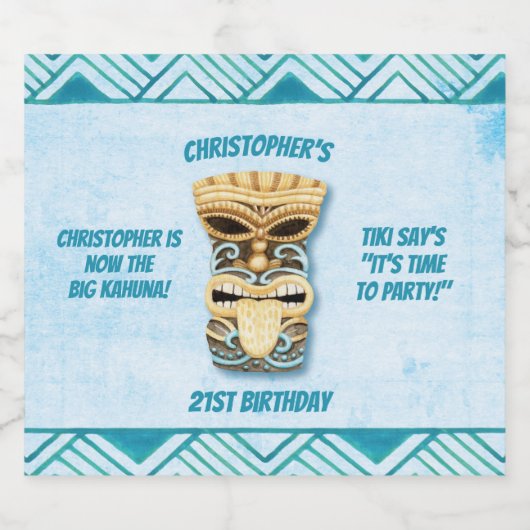 21歳パーソナライズされた誕生日ティキハワイアンルアウ（ハワイ式宴会） ビールラベル (シングルラベル)
