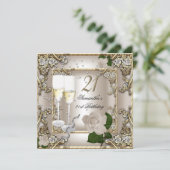 21歳パーティークリーム金ゴールドバラシルバー 招待状 (スタンド正面)