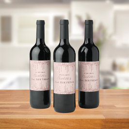 21歳パーティーバラ金ゴールドグリッターモノグラム ワインラベル