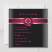 21歳パーティーブラックピンクシルク金ゴールドジュエル 招待状 (裏面)