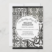 21歳パーティー素朴ファームタイル白黒 招待状 (正面)