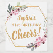 21歳ファンシーの誕生日ワインラベル – さくらんぼの花 ワインラベル (シングルラベル)