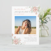 21歳フェミニンの誕生日の写真 招待状 (スタンド正面)