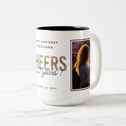 21歳モダンの誕生日の写真 ツートーンマグカップ (正面右)
