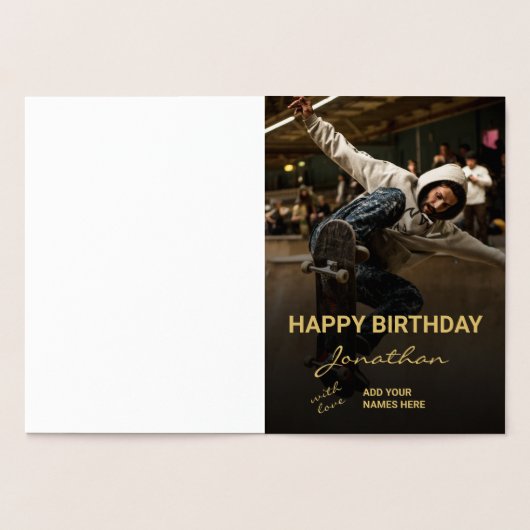 21歳モダンの誕生日ゴールドフォイル写真 箔カード (内部)