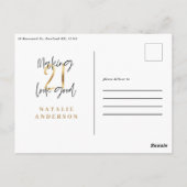 21歳モダンの誕生日タイポグラフィブラック&金ゴールド ポストカード (裏面)