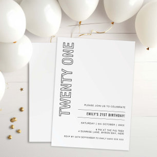 21歳モダンの誕生日パーティの招待状 招待状