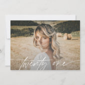 21歳モダンの誕生日パーティー写真 |水平 招待状 (裏面)