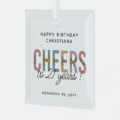 21歳モダンの誕生日パーティーLeopard Print ガラスオーナメント (正面左)