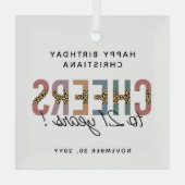 21歳モダンの誕生日パーティーLeopard Print ガラスオーナメント (裏面)