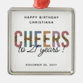 21歳モダンの誕生日パーティーLeopard Print メタルオーナメント (正面)