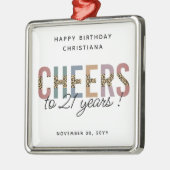 21歳モダンの誕生日パーティーLeopard Print メタルオーナメント (左)