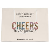 21歳モダンの誕生日パーティーLeopard Print ラージペーパーバッグ (正面)