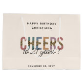 21歳モダンの誕生日パーティーLeopard Print ラージペーパーバッグ (裏面)