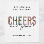 21歳モダンの誕生日パーティーLeopard Print ワインラベル (シングルラベル)