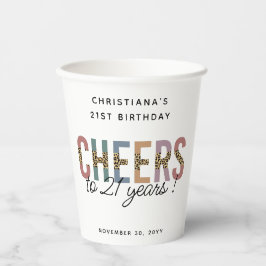21歳モダンの誕生日パーティーLeopard Print 紙コップ