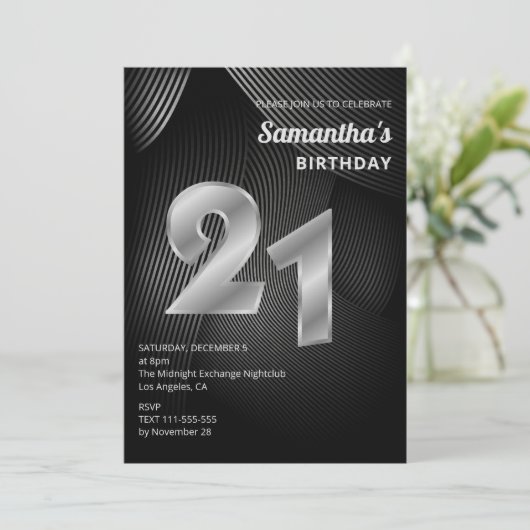 21歳モダンの誕生日招待状 招待状 (スタンド正面)