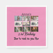 21歳モダンの誕生日9パーソナライズされたフォトコラージュ スタンダードランチョンナプキン (正面)