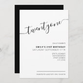 21歳モダンエレガントの誕生日の脚本 招待状 (正面/裏面)