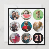 21歳モダン誕生日フォトコラージュ&バルーン文字 シーズンカード (正面)