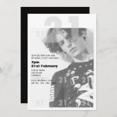 21歳モダン誕生日ボーイガールパーティー招待状アーバン2 招待状 (正面/裏面)