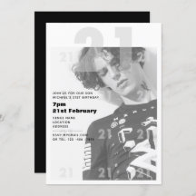 21歳モダン誕生日ボーイガールパーティー招待状アーバン2