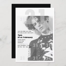 21歳モダン誕生日ボーイガールパーティー招待状アーバン2 招待状