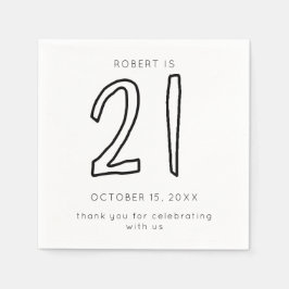 21歳モダン誕生日メンズミニマルシンプルリストカジュアル スタンダードカクテルナプキン