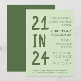 21歳モダン誕生日21歳24歳の誕生日パーティー 招待状