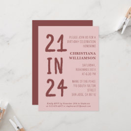 21歳モダン誕生日21歳24歳の誕生日パーティー 招待状