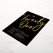 21歳レタリングブラック21歳パーティー 箔招待状 (回転した状態)