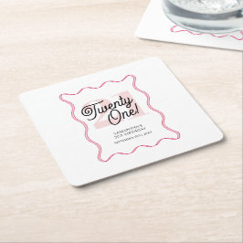 21歳レトロウェーブミニマリスト21歳 スクエアペーパーコースター