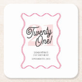 21歳レトロウェーブミニマリスト21歳 スクエアペーパーコースター (正面)