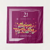 21歳最高誕生日タイポグラフィーカスタマイズ可能 タペストリー (正面)