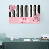 21歳白黒ストライプピンク花模様 横断幕 (トレードショー)