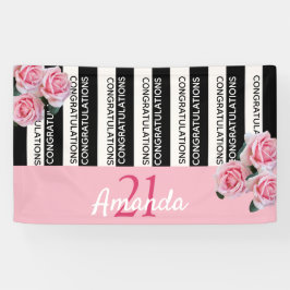 21歳白黒ストライプピンク花模様 横断幕