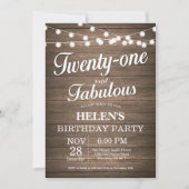 21歳素朴の誕生日招待状ウッドファブラス 招待状 (正面)