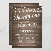 21歳素朴の誕生日招待状ウッドファブラス 招待状 (正面/裏面)