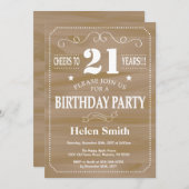 21歳素朴の誕生日招待状 招待状 (正面/裏面)
