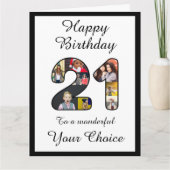 21歳誕生日おめでとう21カスタム写真文字テンプレート カード (正面)