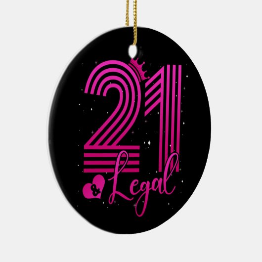 21歳誕生日アウトフィット21法的誕生日 セラミックオーナメント (右)