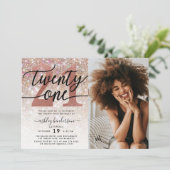 21歳誕生日シャンパングリッター写真 招待状 (スタンド正面)