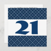 21歳誕生日パーティーブルーダイヤモンドと正方形W910 招待状 (正面/裏面)