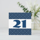 21歳誕生日パーティーブルーダイヤモンドと正方形W910 招待状 (スタンド正面)