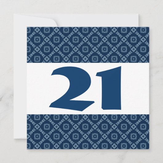 21歳誕生日パーティーブルーダイヤモンドと正方形W910 招待状 (正面)