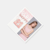 21歳誕生日パーティー写真バラ金ゴールドバルーン スタンダードカクテルナプキン (角)