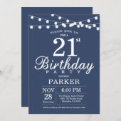 21歳誕生日招待状青 招待状 (正面/裏面)