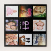 21歳誕生日21人のフォトコラージュガールブラック ジグソーパズル (横)