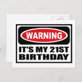21歳警告の誕生日はがき ポストカード (正面/裏面)