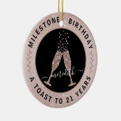 21歳赤面グリッターシャンパントースト名 セラミックオーナメント (右)